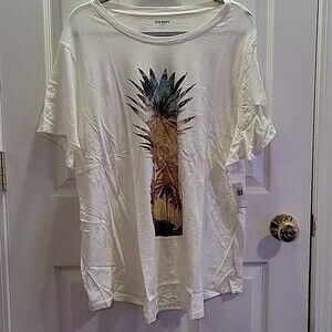 NWT Old Navy Plus Size Cream Pineapple Palm Trees Graphic T-Shirt Size 3X